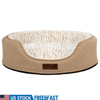 Medium Foam Oval Pet Bed Dogs Cats with Reversible Pillow Easy Clean Comfortable Cuddler Design CertiPUR-US Certified Cozy Plush