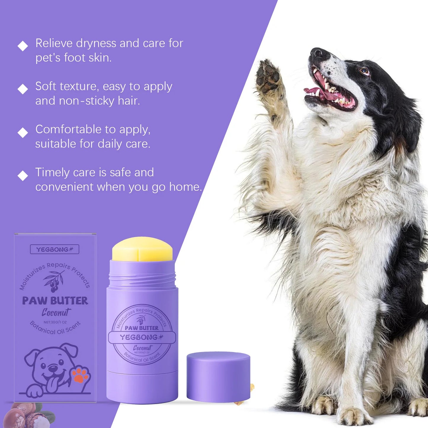 Paw Soothing Balm Dogs and Cats 30g Moisturizing Paw Pad Care Cream with Beeswax Mineral Oil Relieve Dry Cracked Paws Naturally
