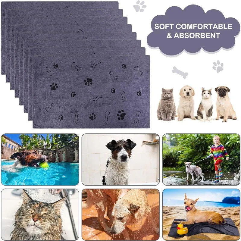 Dog Towel Absorbent Pet Bath Product Fiber Quick-drying Bath Towel Car Wiping Cloth Pet Supplies