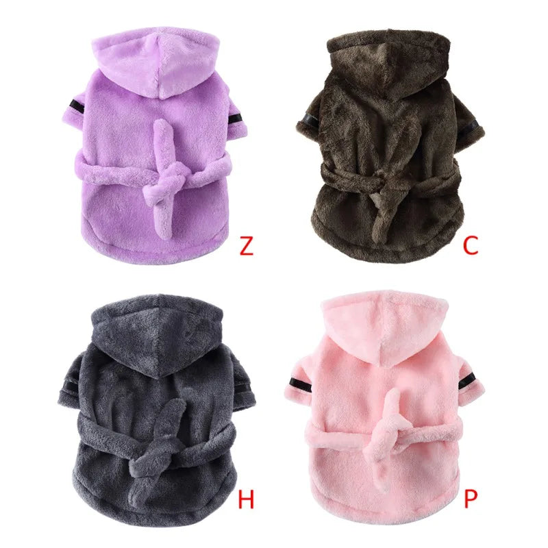 Pet Dog Bathrobe with Hooded Dog Pajamas Sleeping Clothes Soft Pet Bath Drying Towel Clothes For Puppy Dogs Cats Coat Pet Supply