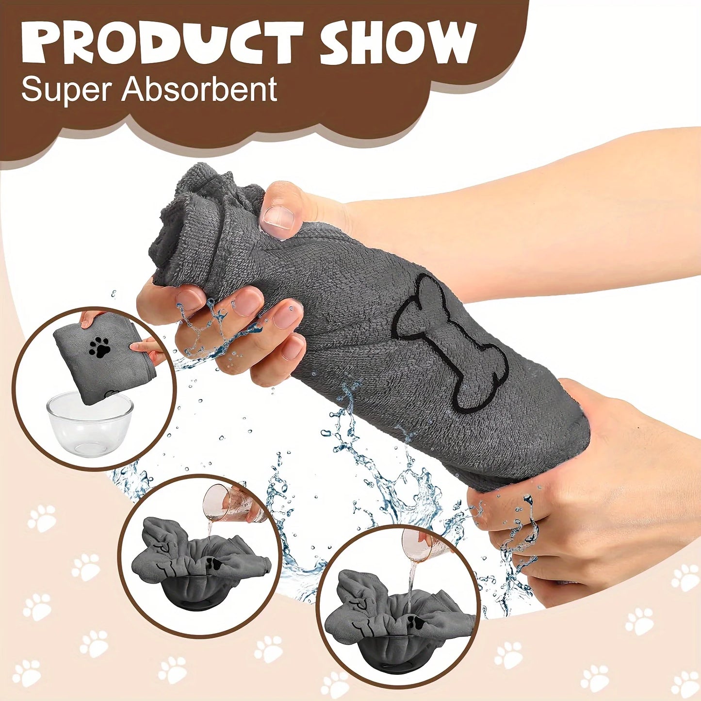 Dog Towel Absorbent Pet Bath Product Fiber Quick-drying Bath Towel Car Wiping Cloth Pet Supplies