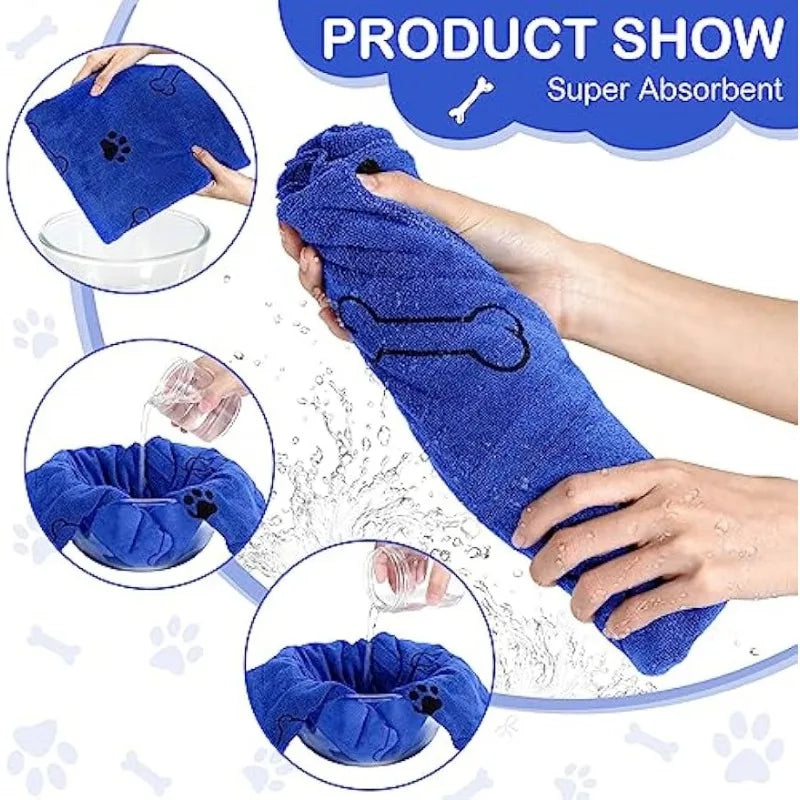 Dog Towel Absorbent Pet Bath Product Fiber Quick-drying Bath Towel Car Wiping Cloth Pet Supplies