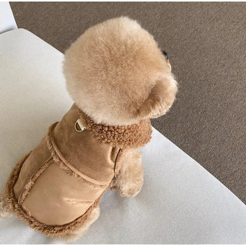 Classic Solid Color Dog Vest Autumn Winter Wool Warm Pet  Clothes