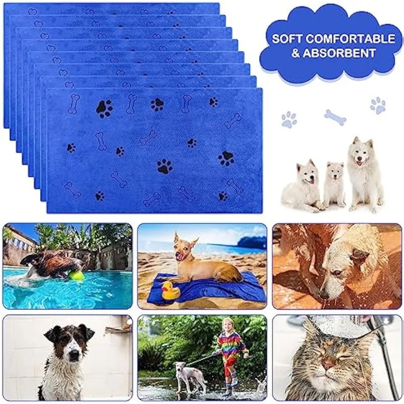 Dog Towel Absorbent Pet Bath Product Fiber Quick-drying Bath Towel Car Wiping Cloth Pet Supplies