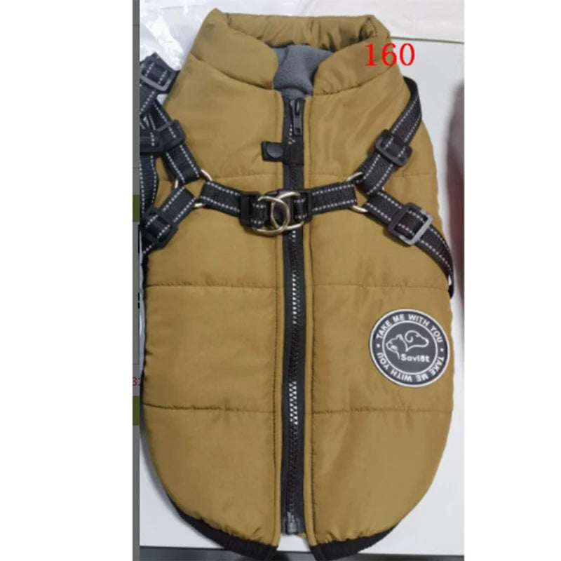 Winter Warm Dog Jacket Waterproof Fleece with Harness