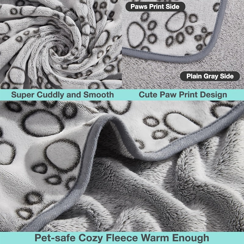 Soft for all-Season Pet Blanket with Paw Print Design - Cozy Polyester Dog & Cat Bedspread, Machine Washable Warm Throw for Small/Medium/Large Dogs & Cats, Car Seat Cover, Sofa & Bed Use - Durable & Comfortable Pet Blanket fo