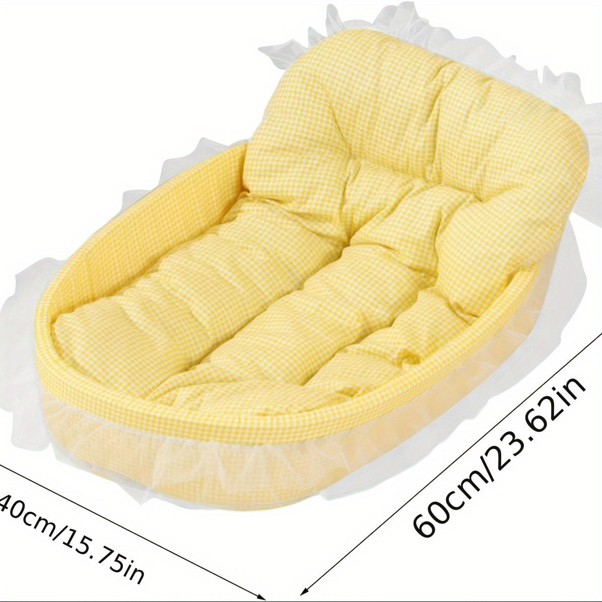 All-Season Pet Bed for Dogs & Cats - Checkered Small Bed with Soft Plush Fabric, Washable & Detachable Pet Mat, Non-Sticky to Fur, Easy to Clean, Ruffle Details - Cozy Sleeping for Indoor Cats & Small Dogs, Cat Bed, Playful D